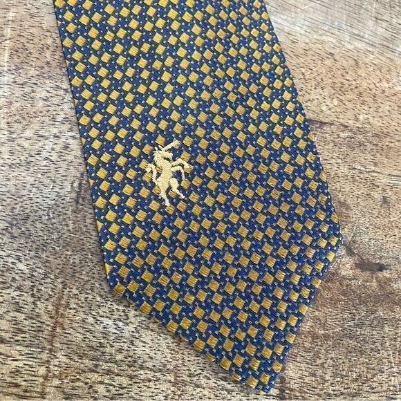 Vintage mens Bronzini embroidered unicorn logo neck tie all silk - Picture 3 of 5